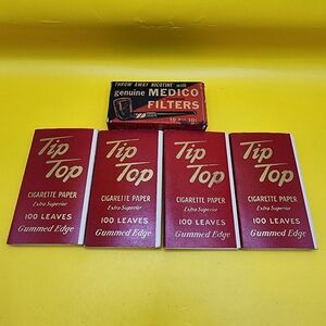 Vintage 1940 Tip Top Cigarette Papers & Medico Filters open box
